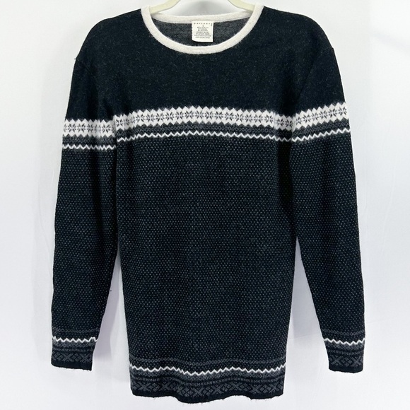 Vintage Partners Black Fair Isle Super Soft Wool Angora Sweater Lightweight - Picture 1 of 7